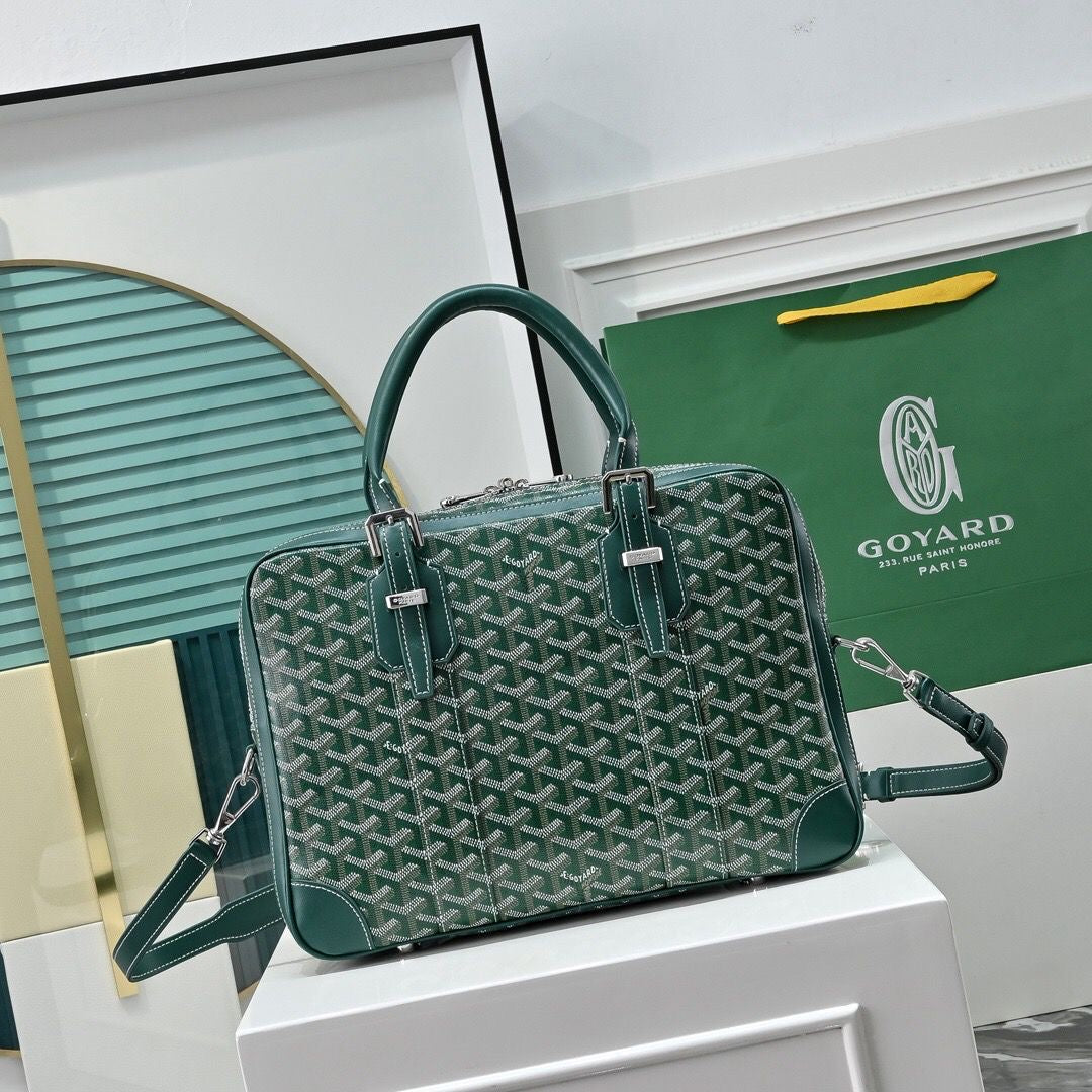 Sac Goyard - vert - Porte-documents haut de gamme style Ambassadeur - Toile à chevrons
 | 7A SUPER | QUALITÉ ORIGINALE | ENSEMBLE COMPLET