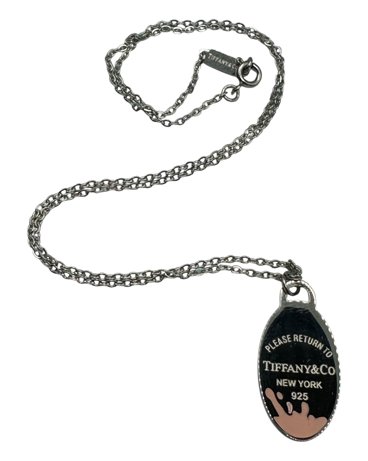 Tiffany & Co. Halskette pink mit ovalem Anhänger aus 925 Sterling-Silber