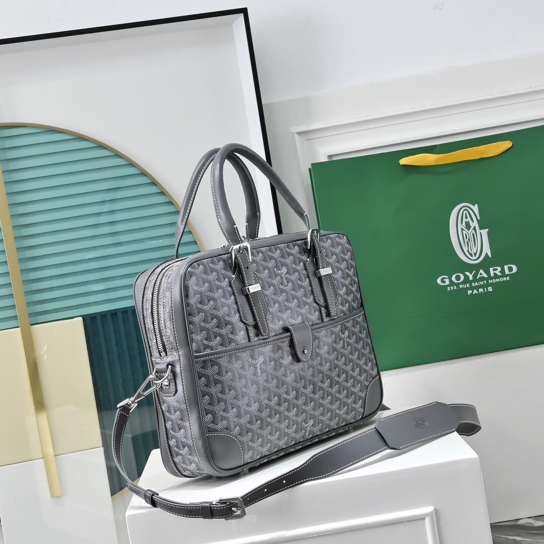 Sac Goyard - gris - Porte-documents haut de gamme style Ambassadeur - Toile à chevrons
 | 7A SUPER | QUALITÉ ORIGINALE | ENSEMBLE COMPLET