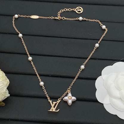 LOUIS VUITTON COLOR BLOSSOM PEARL NECKLACE & BRACELET SET – FULL SET – 1:1 HIGH END