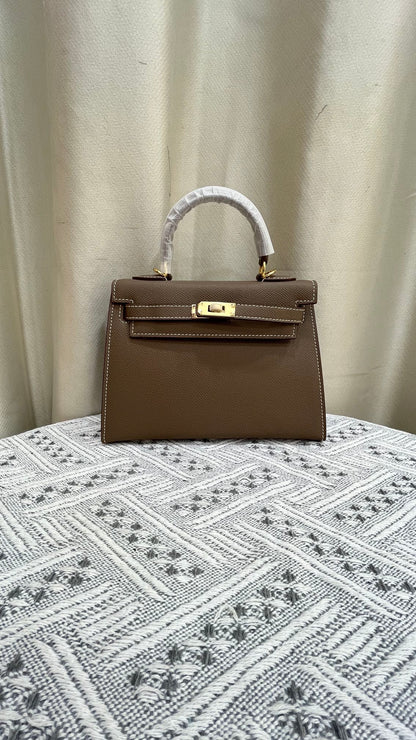 HERMÈS GRIS ETAIN MINI KELLY SELLIER 20 EPSOM GOLD/SILVER HARDWARE- 1:1 HIGH END