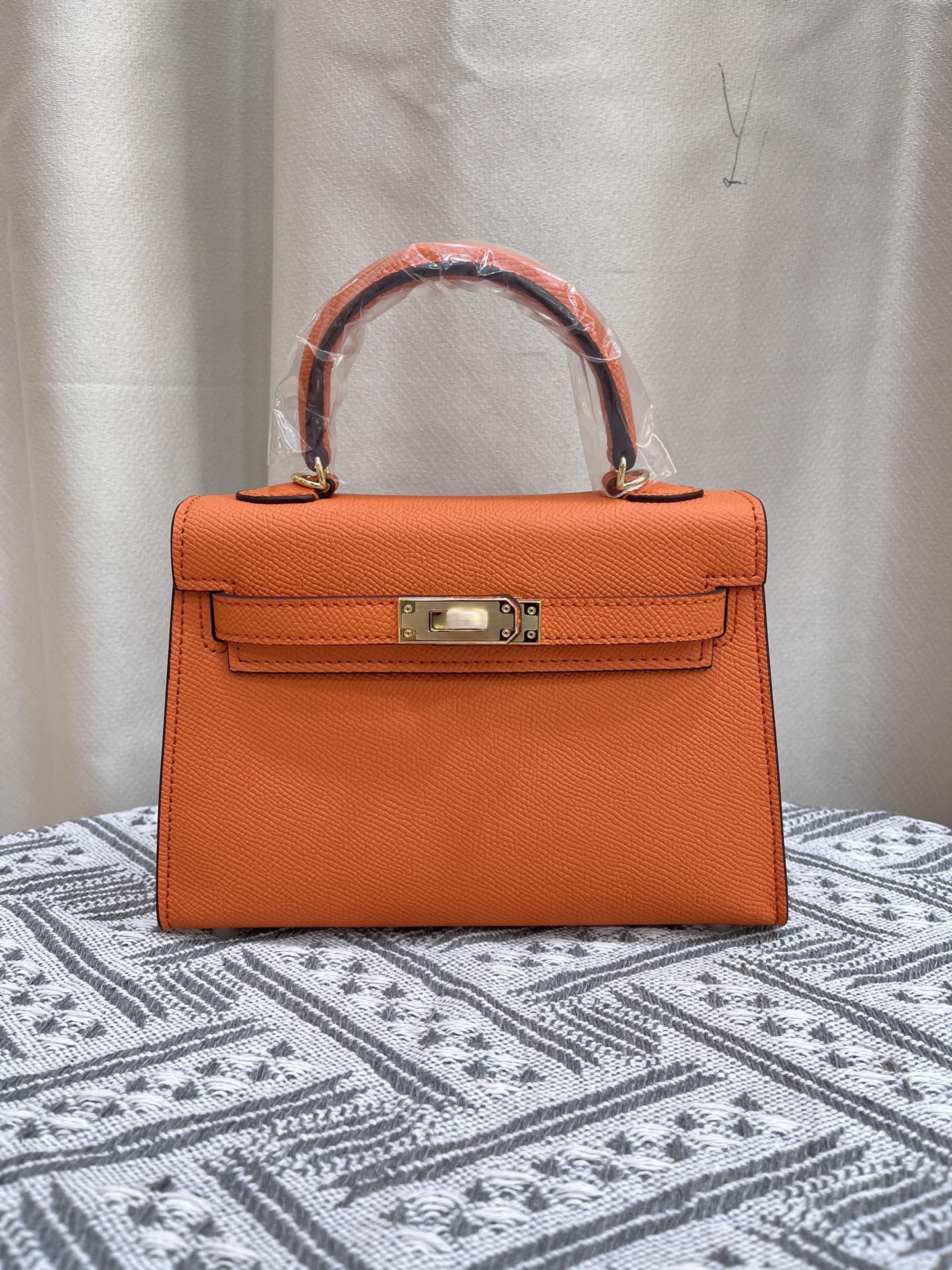 HERMÈS GRIS ETAIN MINI KELLY SELLIER 20 EPSOM GOLD/SILVER HARDWARE- 1:1 HIGH END