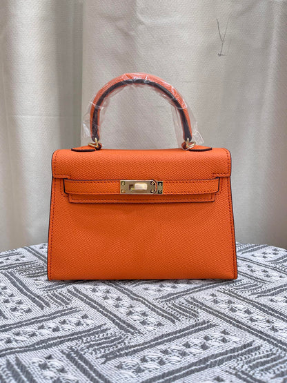 HERMÈS GRIS ETAIN MINI KELLY SELLIER 20 EPSOM GOLD/SILVER HARDWARE- 1:1 HIGH END
