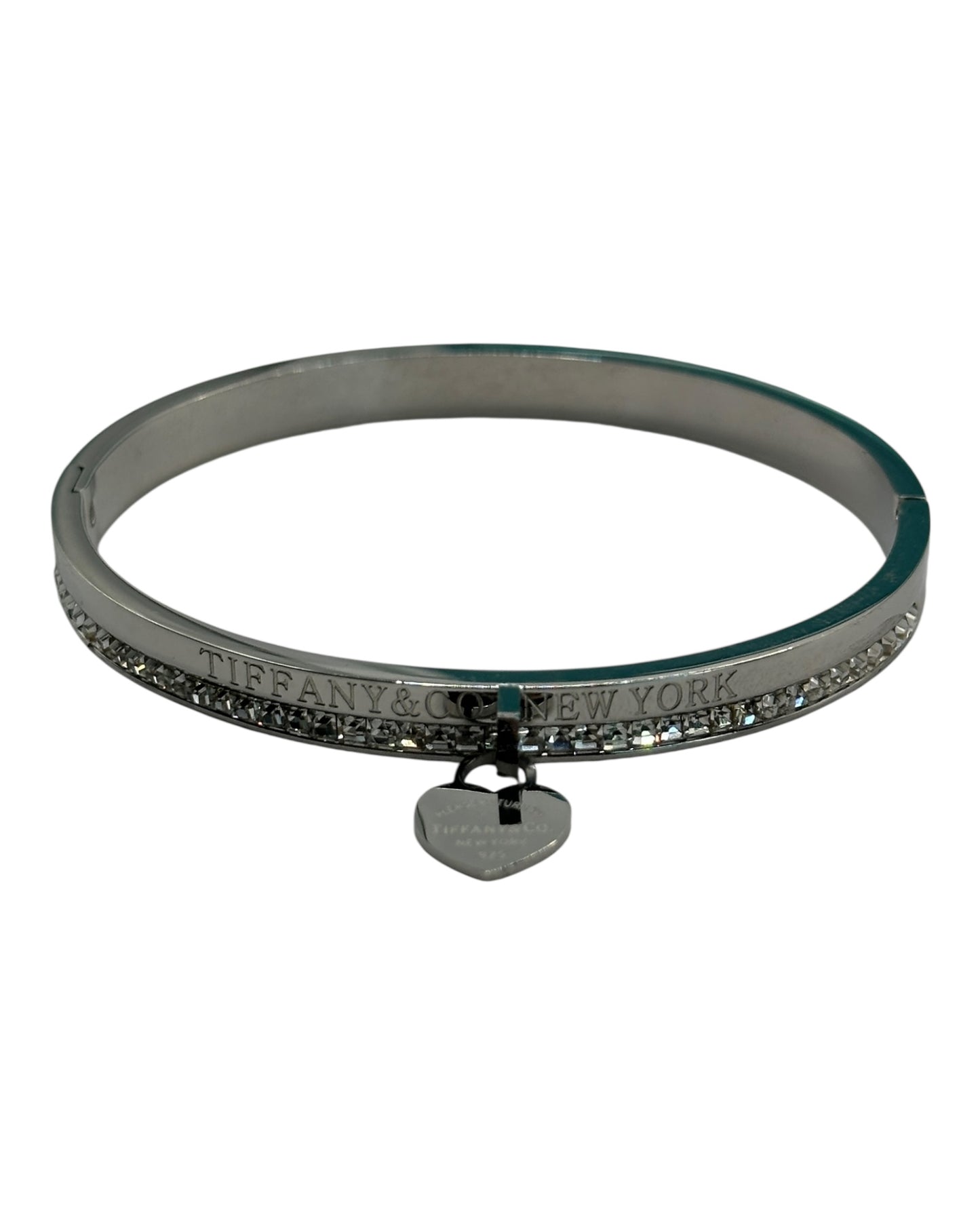 Tiffany & Co. Armreif mit Zirkonia & Herz-Anhänger, Silber