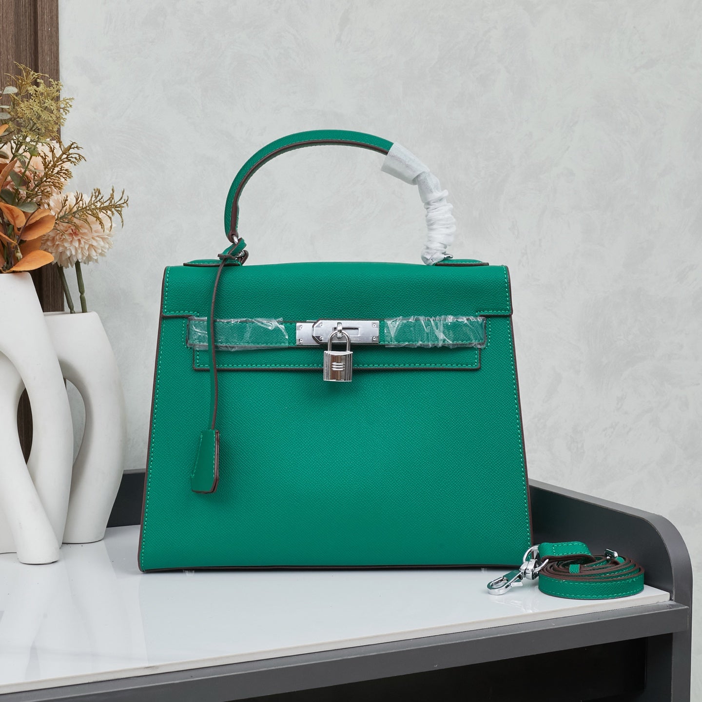 HERMÈS SCHULTERTASCHE KELLY 28CM FEU RETOURNE SILVER - 1:1 HIGH END
