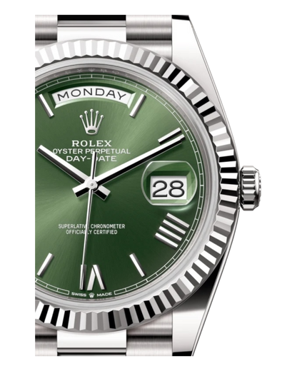 Rolex Day-Date Green Dial with Roman Numerals, 40mm White Gold President - U1 FACTORY - AUTOMATIK