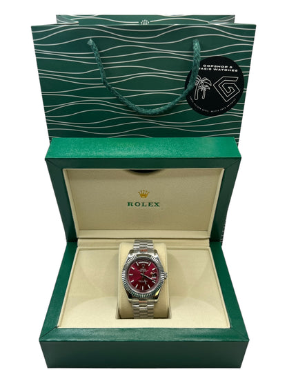 Rolex DAY-DATE WINE🍷, 40 mm, Or blanc - U1 FACTORY - AUTOMATIQUE