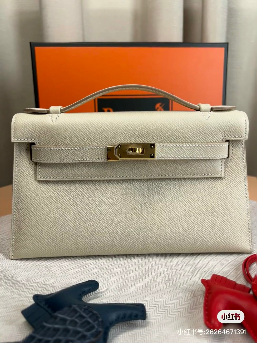 HERMÈS KELLY POCHETTE ARDOISE SWIFT GOLD HARDWARE 22CM  - 1:1 HIGH END