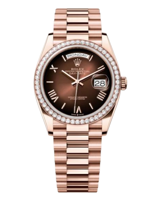 Rolex Day-Date Brown Dial with Roman Markers, 36mm Everose Gold President - U1 FACTORY - AUTOMATIK
