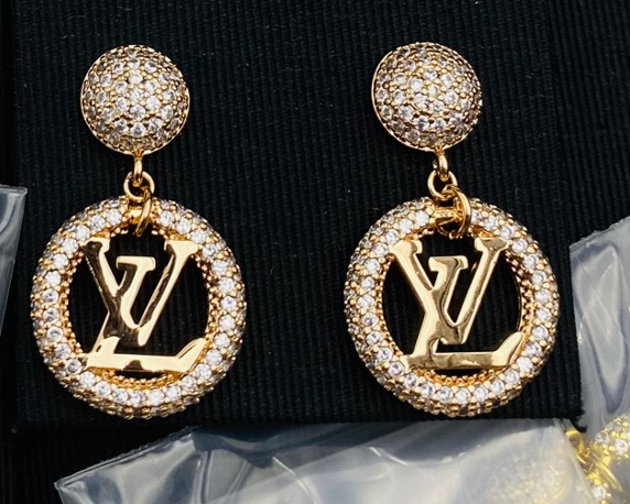 LOUIS VUITTON CRYSTAL LV CIRCLE EARRINGS – FULL SET – 1:1 HIGH END