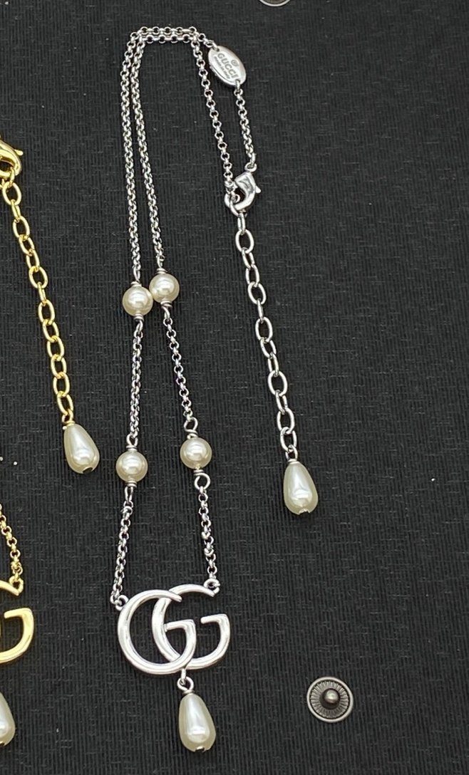 GUCCI DOUBLE G PEARL NECKLACE – FULL SET – 1:1 HIGH END