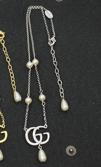 GUCCI DOUBLE G PEARL NECKLACE – FULL SET – 1:1 HIGH END
