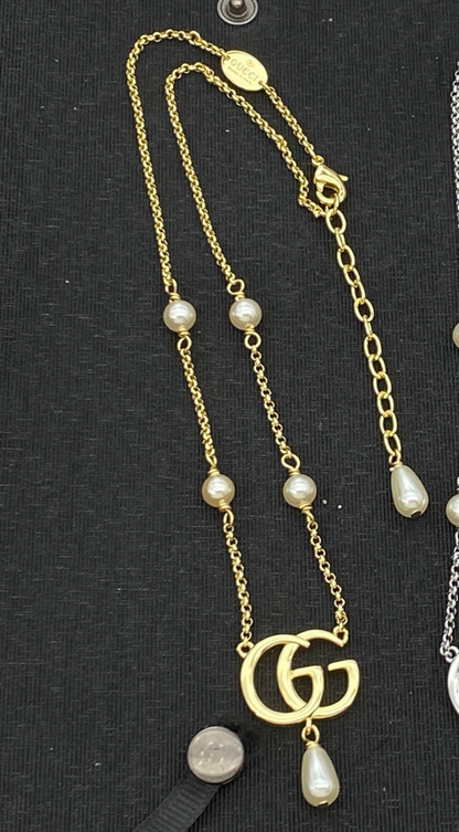 GUCCI DOUBLE G PEARL NECKLACE – FULL SET – 1:1 HIGH END