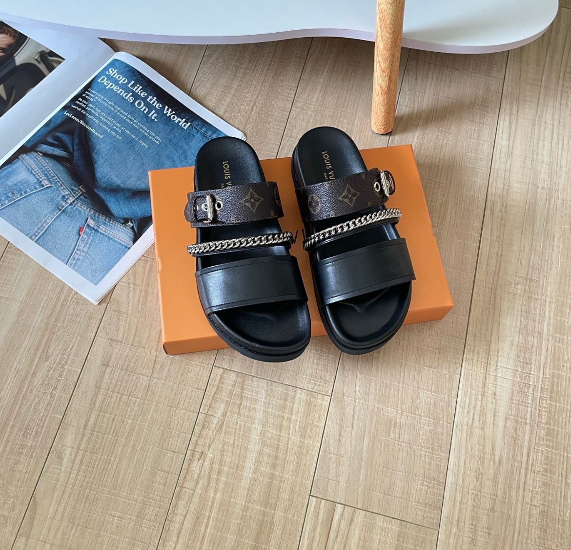 LOUIS VUITTON DOUBLE STRAP SLIDES – FULL SET – 1:1 HIGH END