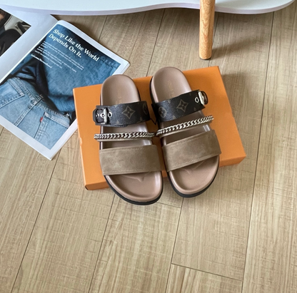 LOUIS VUITTON DOUBLE STRAP SLIDES – FULL SET – 1:1 HIGH END