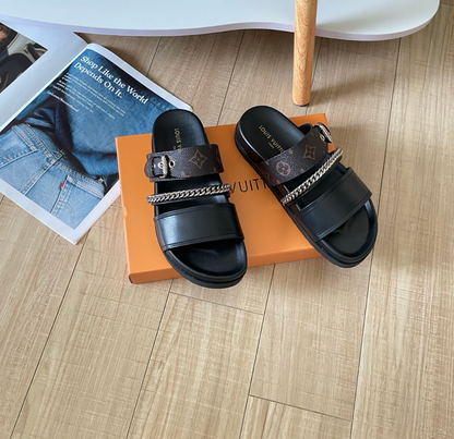 LOUIS VUITTON DOUBLE STRAP SLIDES – FULL SET – 1:1 HIGH END