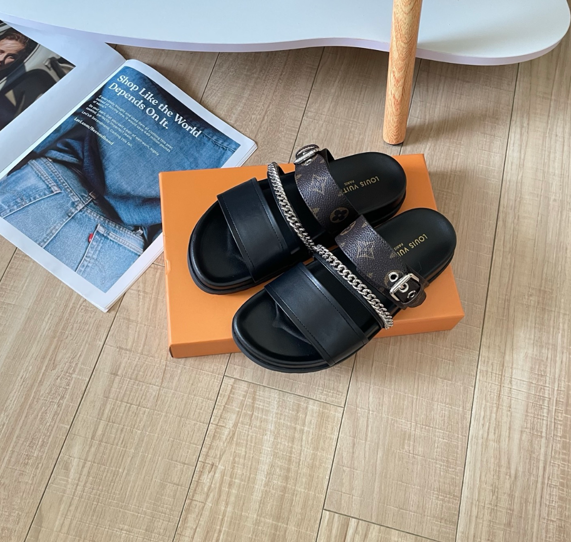 LOUIS VUITTON DOUBLE STRAP SLIDES – FULL SET – 1:1 HIGH END
