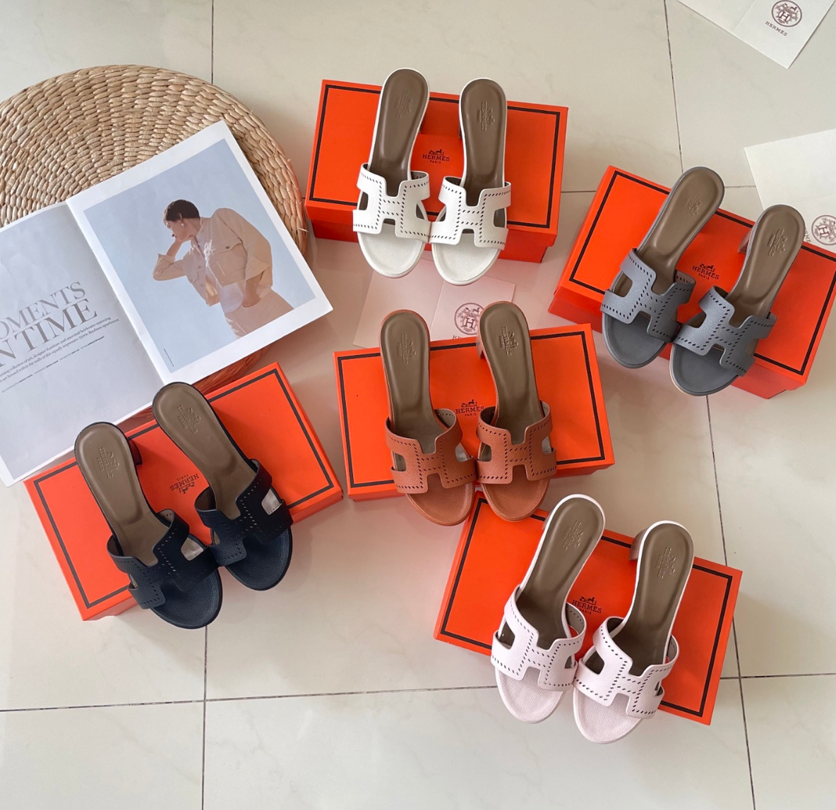 HERMÈS ORAN LEATHER SANDALS – FULL SET – 1:1 HIGH END