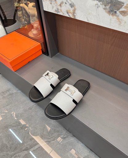 HERMÈS H LEATHER SLIDES – FULL SET – 1:1 HIGH END
