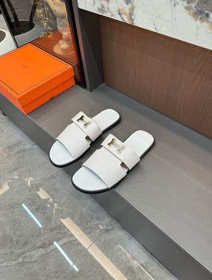 HERMÈS H LEATHER SLIDES – FULL SET – 1:1 HIGH END