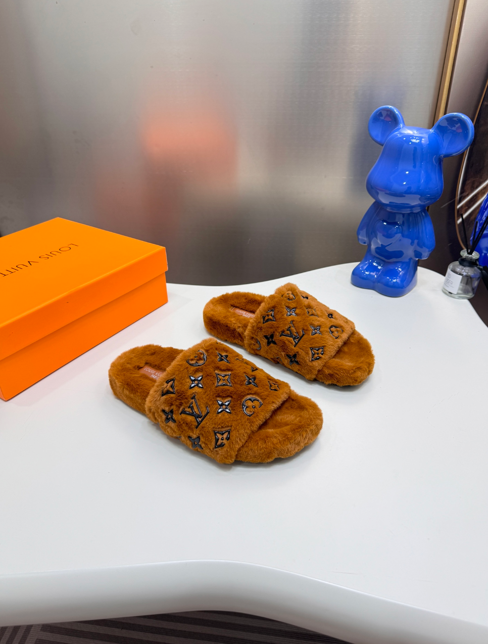 LOUIS VUITTON SWEET LINE MINK FUR SLIDES – FULL SET – 1:1 HIGH END