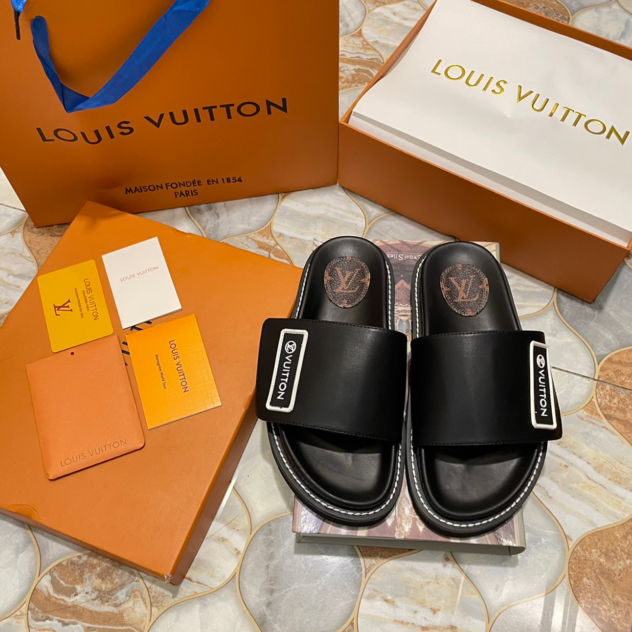 LOUIS VUITTON SUNSET MULE SANDALS – FULL SET – 1:1 HIGH END