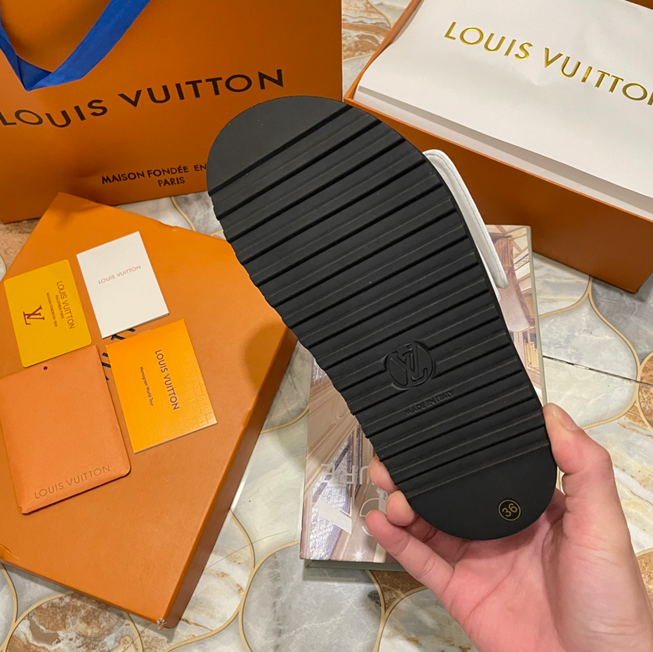 LOUIS VUITTON SUNSET MULE SANDALS – FULL SET – 1:1 HIGH END