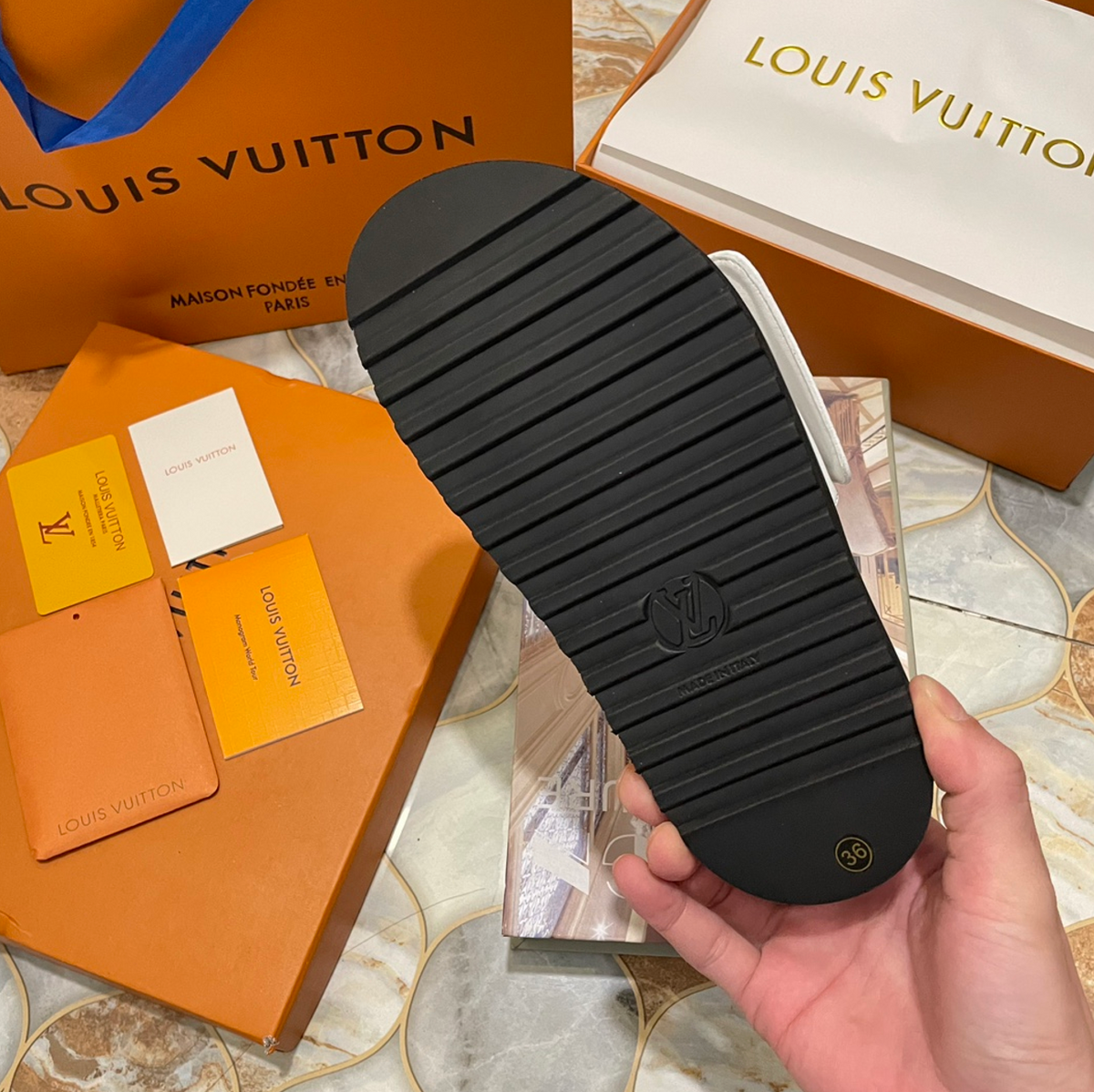 LOUIS VUITTON SUNSET MULE SANDALS – FULL SET – 1:1 HIGH END