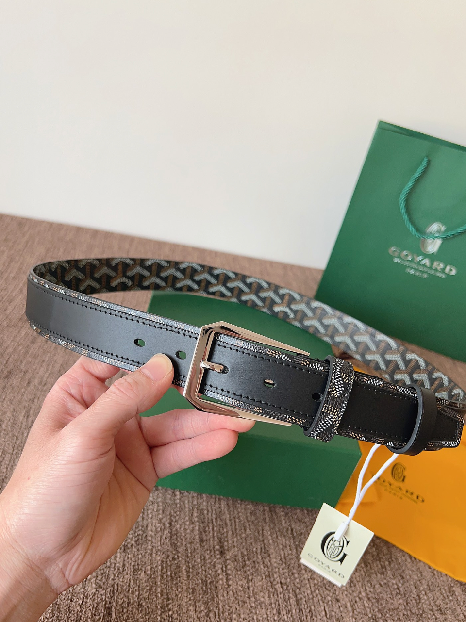 GOYARD CLASSIC LEATHER BELT – FULL SET – 1:1 HIGH END