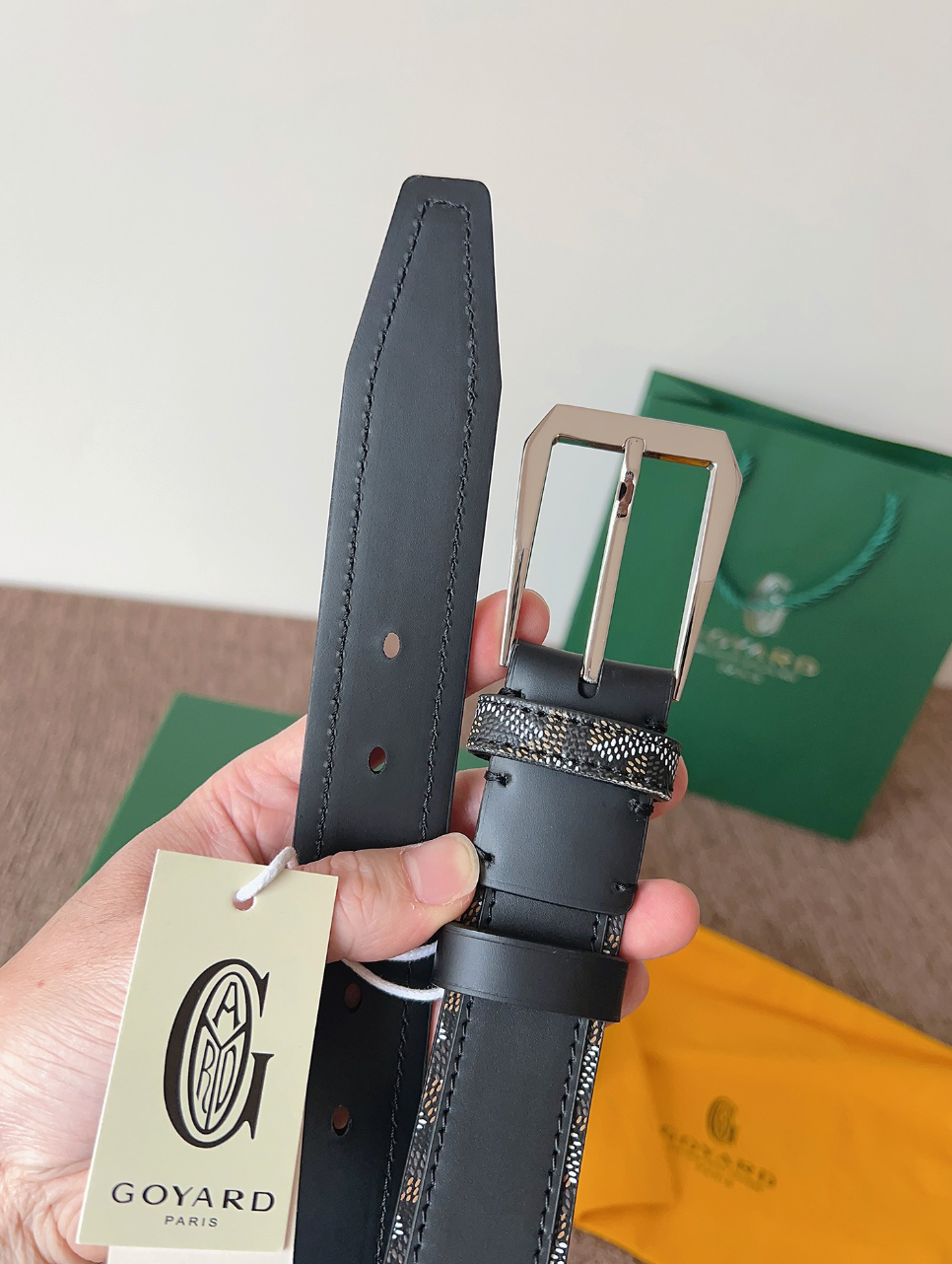 GOYARD CLASSIC LEATHER BELT – FULL SET – 1:1 HIGH END