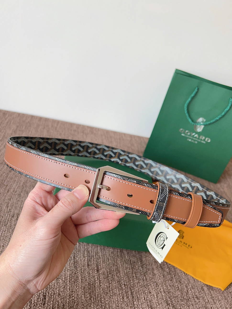 GOYARD CLASSIC LEATHER BELT – FULL SET – 1:1 HIGH END