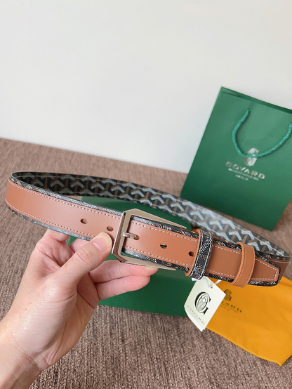 GOYARD CLASSIC LEATHER BELT – FULL SET – 1:1 HIGH END