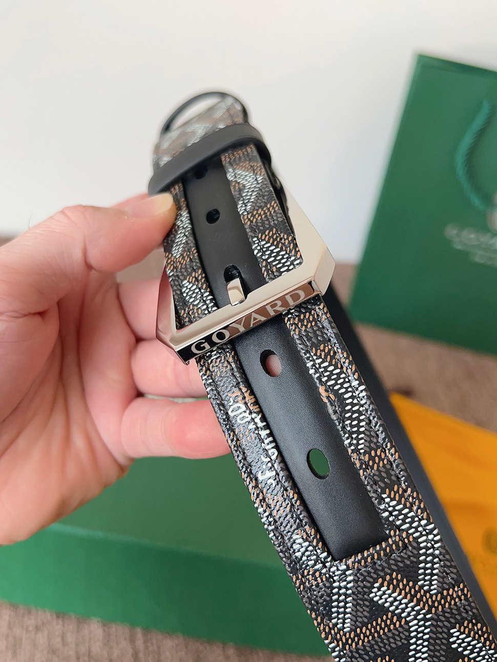 GOYARD GOYARDINE LEATHER BELT – FULL SET – 1:1 HIGH END