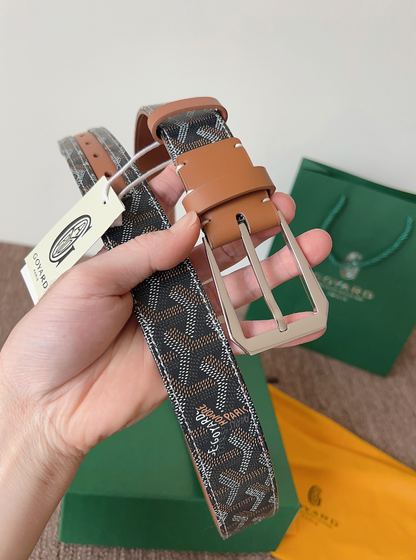 GOYARD GOYARDINE LEATHER BELT – FULL SET – 1:1 HIGH END