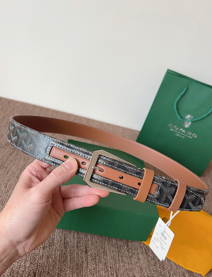 GOYARD GOYARDINE LEATHER BELT – FULL SET – 1:1 HIGH END