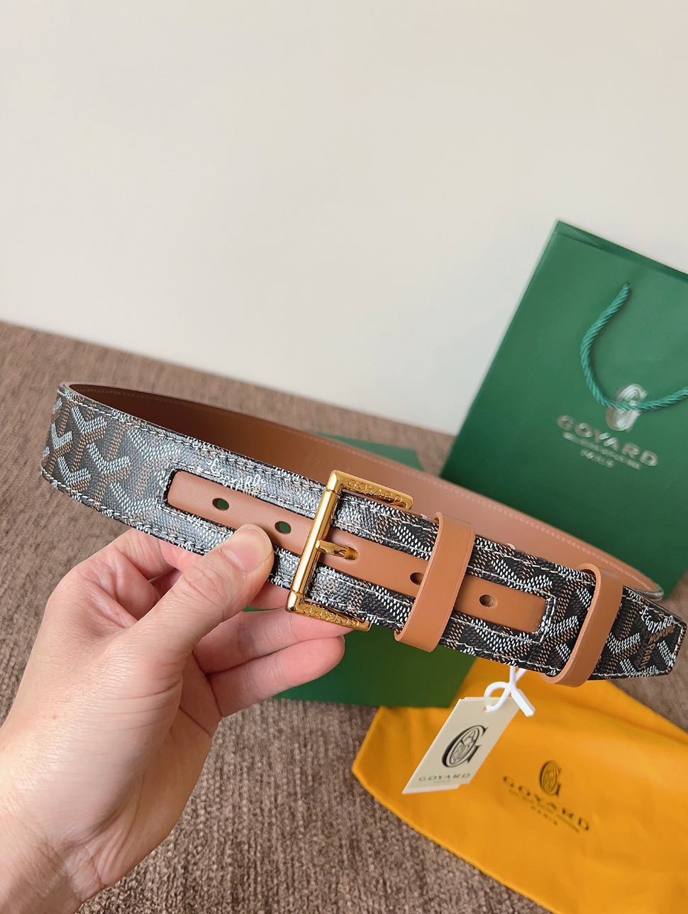 GOYARD CLASSIC REVERSIBLE LEATHER BELT – SILVER BUCKLE – FULL SET – 1:1 HIGH END