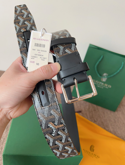 GOYARD CLASSIC REVERSIBLE LEATHER BELT – SILVER BUCKLE – FULL SET – 1:1 HIGH END