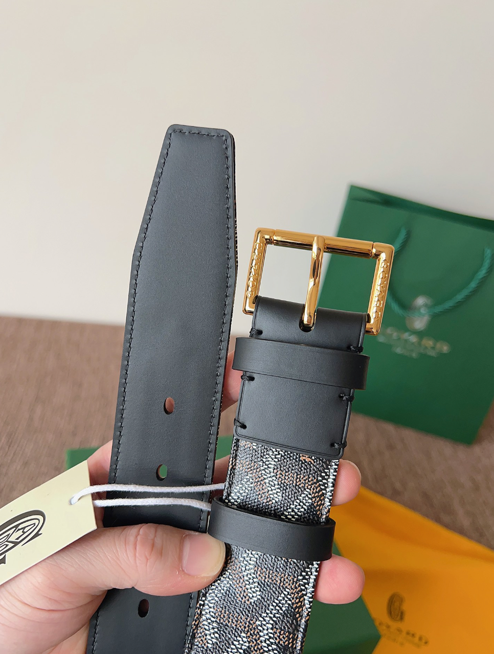 GOYARD CLASSIC REVERSIBLE LEATHER BELT – SILVER BUCKLE – FULL SET – 1:1 HIGH END