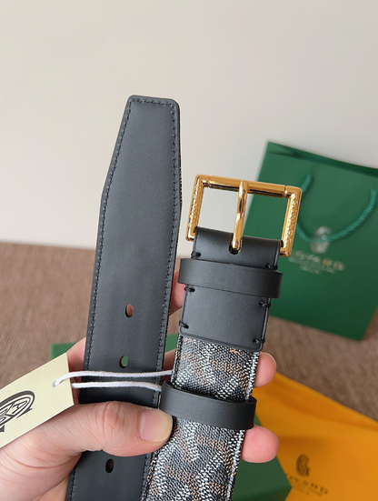 GOYARD CLASSIC REVERSIBLE LEATHER BELT – SILVER BUCKLE – FULL SET – 1:1 HIGH END