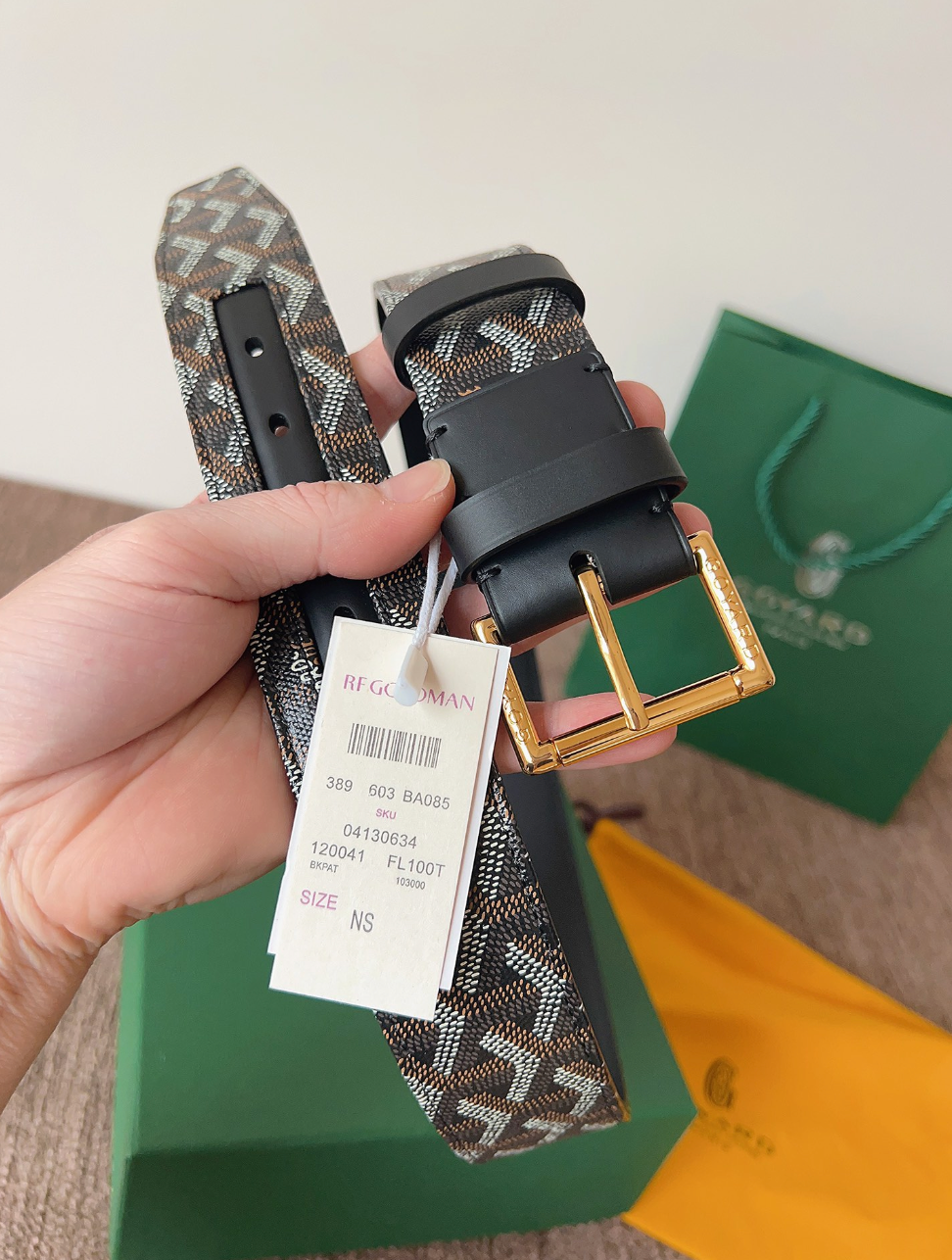 GOYARD CLASSIC REVERSIBLE LEATHER BELT – SILVER BUCKLE – FULL SET – 1:1 HIGH END
