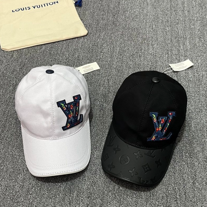 LOUIS VUITTON LEAGUE LV BASEBALL CAP – MULTICOLOR FLOWER EMBROIDERY – BLACK / WHITE – 1:1 HIGH END