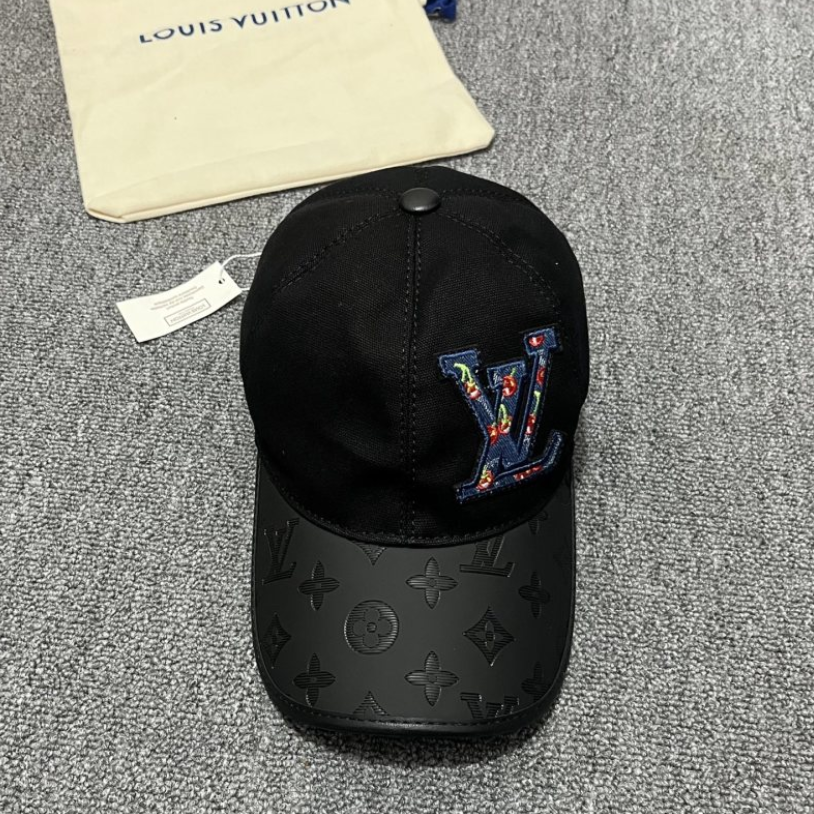 LOUIS VUITTON LEAGUE LV BASEBALL CAP – MULTICOLOR FLOWER EMBROIDERY – BLACK / WHITE – 1:1 HIGH END