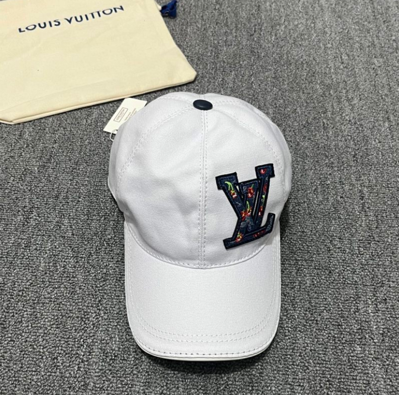 LOUIS VUITTON LEAGUE LV BASEBALL CAP – MULTICOLOR FLOWER EMBROIDERY – BLACK / WHITE – 1:1 HIGH END