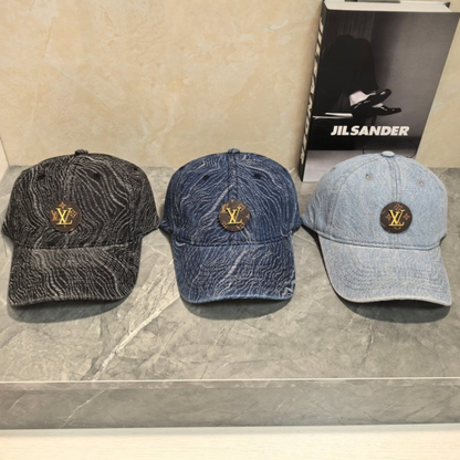 LOUIS VUITTON DENIM LV PATCH BASEBALL CAP – BLACK / BLUE / LIGHT BLUE – 1:1 HIGH END