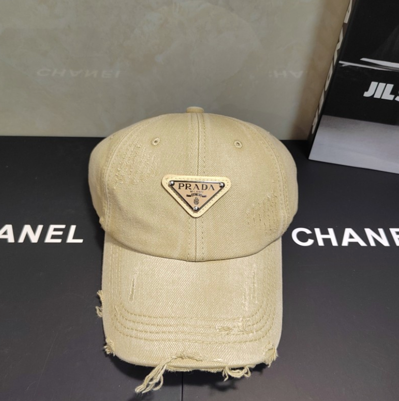 PRADA DISTRESSED DENIM BASEBALL CAP – BLACK / BEIGE / GRAY / PINK / GREEN – 1:1 HIGH END