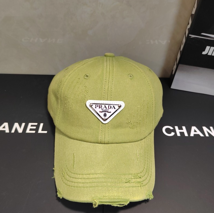 PRADA DISTRESSED DENIM BASEBALL CAP – BLACK / BEIGE / GRAY / PINK / GREEN – 1:1 HIGH END