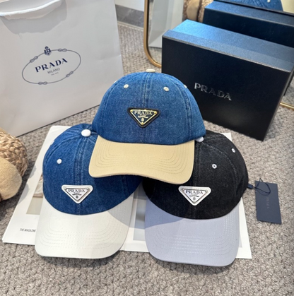 PRADA TWO-TONE DENIM BASEBALL CAP – FULL SET – 1:1 HIGH END