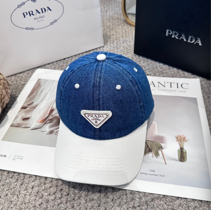 PRADA TWO-TONE DENIM BASEBALL CAP – FULL SET – 1:1 HIGH END