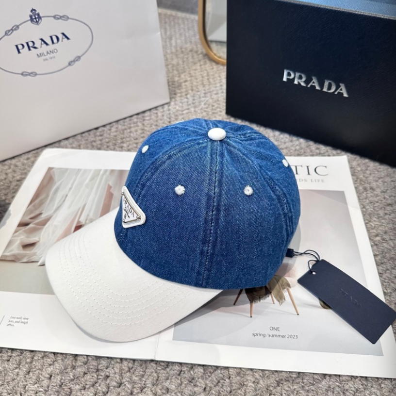 PRADA TWO-TONE DENIM BASEBALL CAP – FULL SET – 1:1 HIGH END