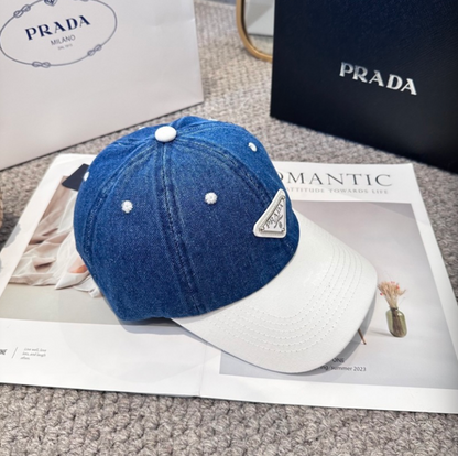 PRADA TWO-TONE DENIM BASEBALL CAP – FULL SET – 1:1 HIGH END